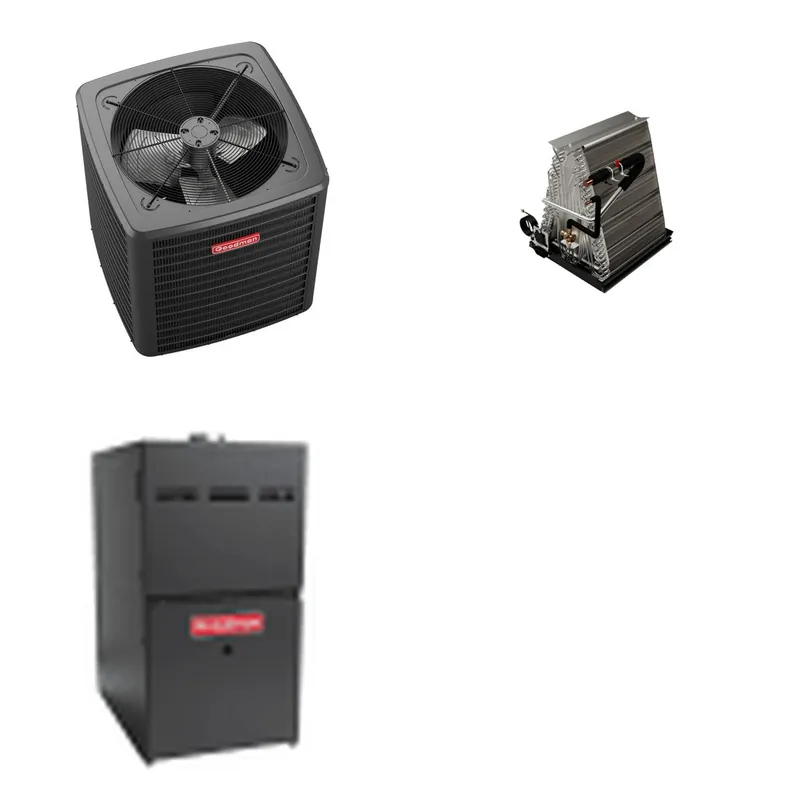 GOODMAN GLXS5BA3010+CAUTA3026C3+GR9S800604BN - 2.5 Ton Ducted Air Conditioner & Gas Furnace System - R-32