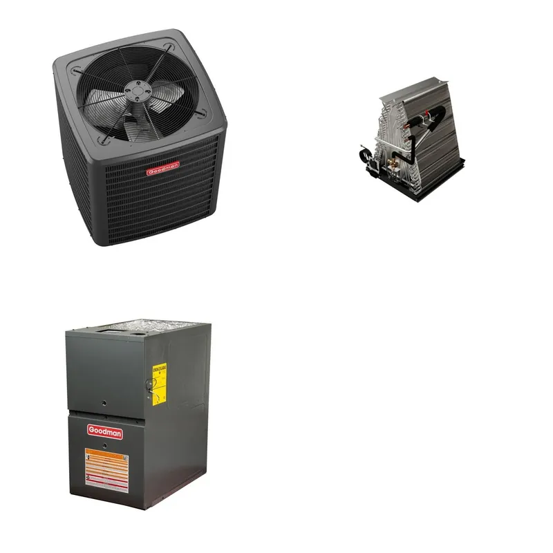 GOODMAN GLXS5BA6010+CAUTA6030D3+GR9S801205DN - 5 Ton Ducted Air Conditioner & Gas Furnace System - R-32