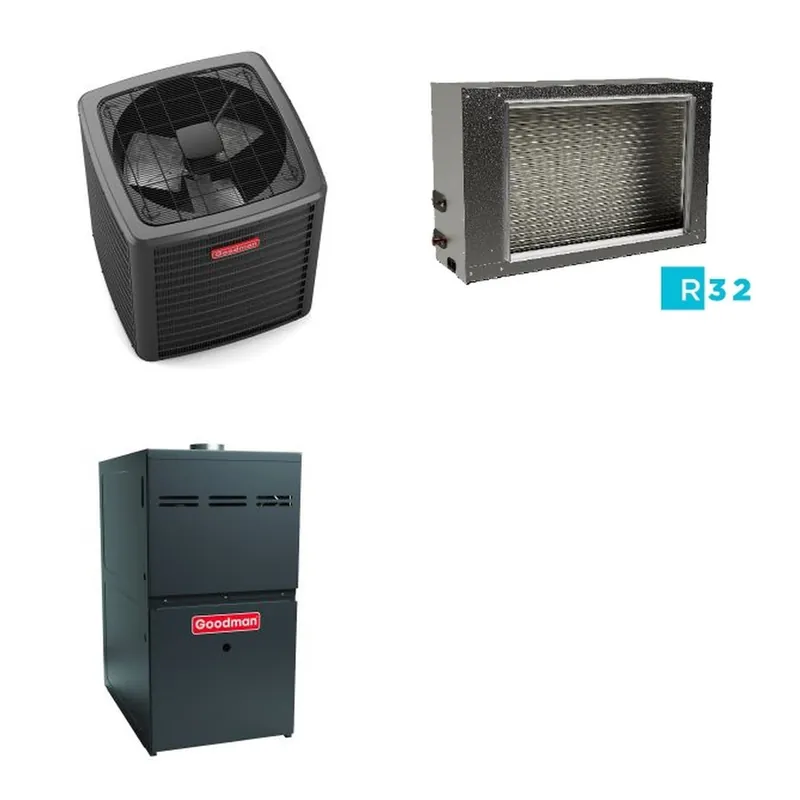 GOODMAN GLXS5BA4810+CSCT6012L3+GR9S960805CU - 4 Ton Ducted Air Conditioner & Gas Furnace System - R-32