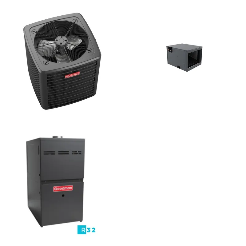 GOODMAN GLXS5BA3610+CHPTA3630C3+GR9S801005CN - 3 Ton Ducted Air Conditioner & Gas Furnace System - R-32