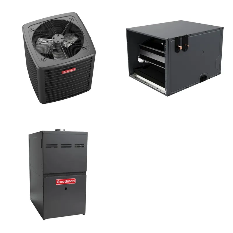 GOODMAN GLXS5BA6010+CHPTA6030D3+GR9S800805CU - 5 Ton Ducted Air Conditioner & Gas Furnace System - R-32