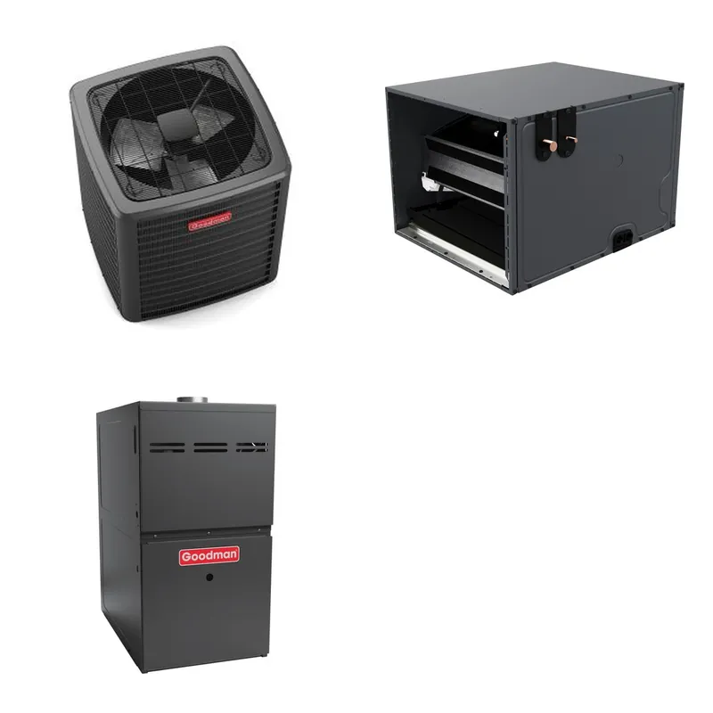 GOODMAN GLXS5BA4810+CHPTA6030D3+GR9S800804CN - 4 Ton Ducted Air Conditioner & Gas Furnace System - R-32