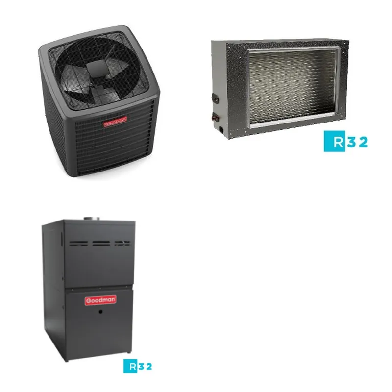 GOODMAN GLXS5BA4810+CSCT6012L3+GR9S801005CN - 4 Ton Ducted Air Conditioner & Gas Furnace System - R-32