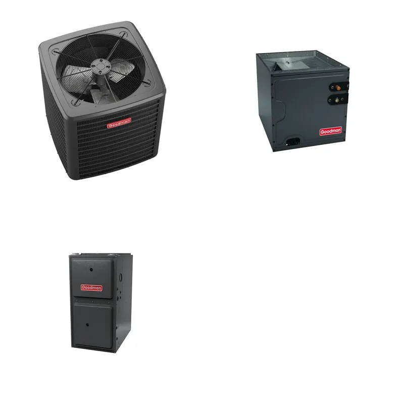 GOODMAN GLXS5BA3610+CAUTA3626B3+GR9S920805CN - 3 Ton Ducted Air Conditioner & Gas Furnace System - R-32
