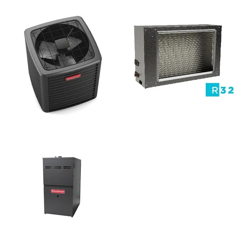 GOODMAN GLXS5BA4810+CSCT6012L3+GR9S800805CN - 4 Ton Ducted Air Conditioner & Gas Furnace System - R-32