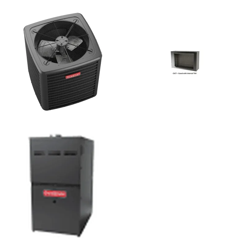 GOODMAN GLXS5BA3010+CSCT3012M3+GR9S800804BN - 2.5 Ton Ducted Air Conditioner & Gas Furnace System - R-32