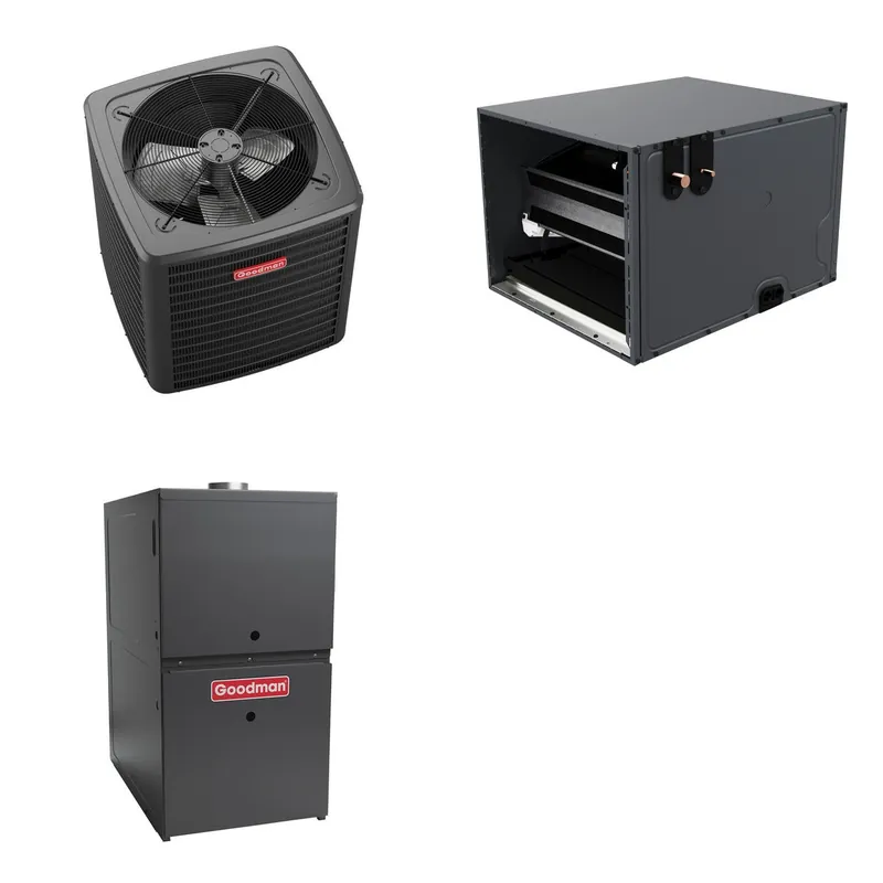 GOODMAN GLXS5BA3610+CHPTA4230C3+GR9S800804BU - 3 Ton Ducted Air Conditioner & Gas Furnace System - R-32