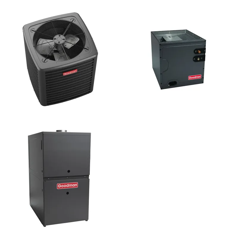 GOODMAN GLXS5BA3610+CAUTA3626B3+GR9S800804BU - 3 Ton Ducted Air Conditioner & Gas Furnace System - R-32