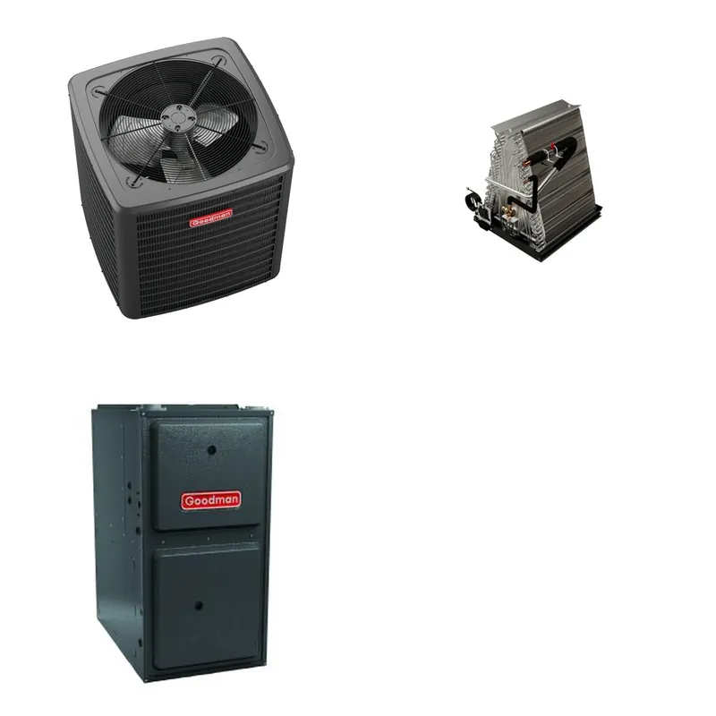 GOODMAN GLXS4BA3010+CAUTA3026C3+GR9S960403BU - 2.5 Ton Ducted Air Conditioner & Gas Furnace System - R-32