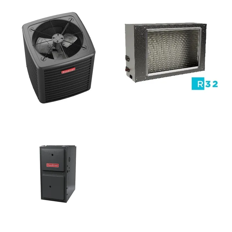 GOODMAN GLXS5BA4210+CSCT6012L3+GR9S920805CN - 3.5 Ton Ducted Air Conditioner & Gas Furnace System - R-32