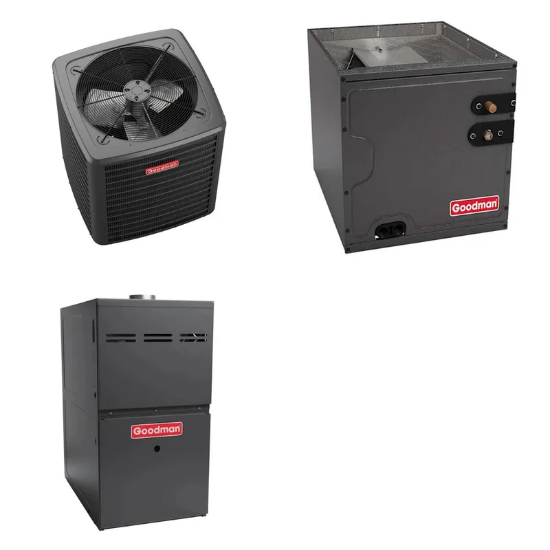 GOODMAN GLXS5BA2410+CAPTA2422C3+GR9S960403AN - 2 Ton Ducted Air Conditioner & Gas Furnace System - R-32