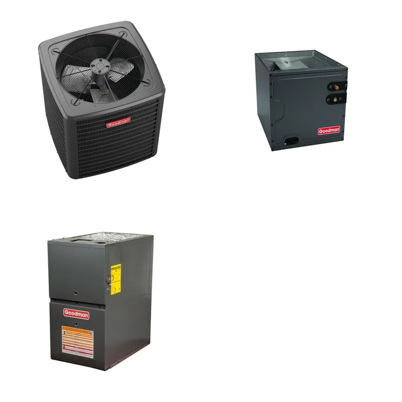 GOODMAN GLXS4BA3010+CAUTA3626B3+GR9S800603AN - 2.5 Ton Ducted Air Conditioner & Gas Furnace System - R-32