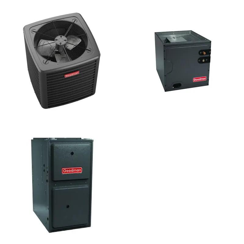 GOODMAN GLXS5BA2410+CAUTA3626B3+GR9S960403BU - 2 Ton Ducted Air Conditioner & Gas Furnace System - R-32