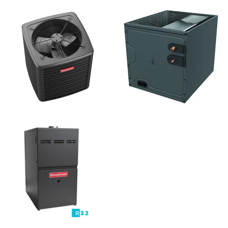 GOODMAN GLXS4BA6010+CAPTA6030C3+GR9S801005CN - 5 Ton Ducted Air Conditioner & Gas Furnace System - R-32