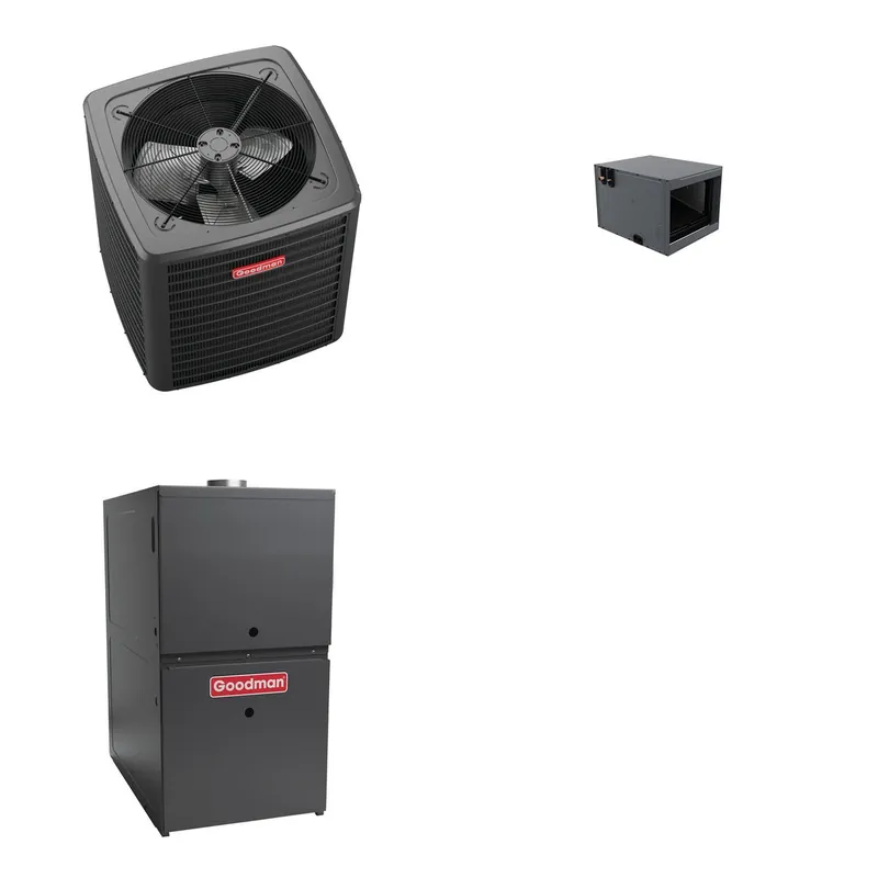 GOODMAN GLXS4BA3610+CHPTA3630C3+GR9S800804BU - 3 Ton Ducted Air Conditioner & Gas Furnace System - R-32