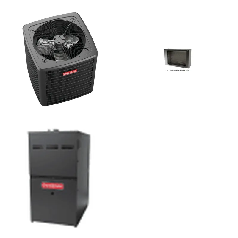 GOODMAN GLXS4BA3010+CSCT3012M3+GR9S800804BN - 2.5 Ton Ducted Air Conditioner & Gas Furnace System - R-32