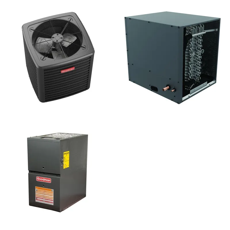GOODMAN GLXS5BA2410+CHPTA2426B3+GR9S800603AN - 2 Ton Ducted Air Conditioner & Gas Furnace System - R-32