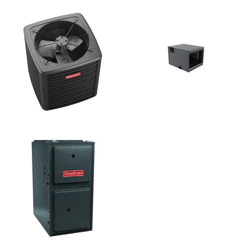 GOODMAN GLXS4BA2410+CHPTA3026B3+GR9S960403BU - 2 Ton Ducted Air Conditioner & Gas Furnace System - R-32
