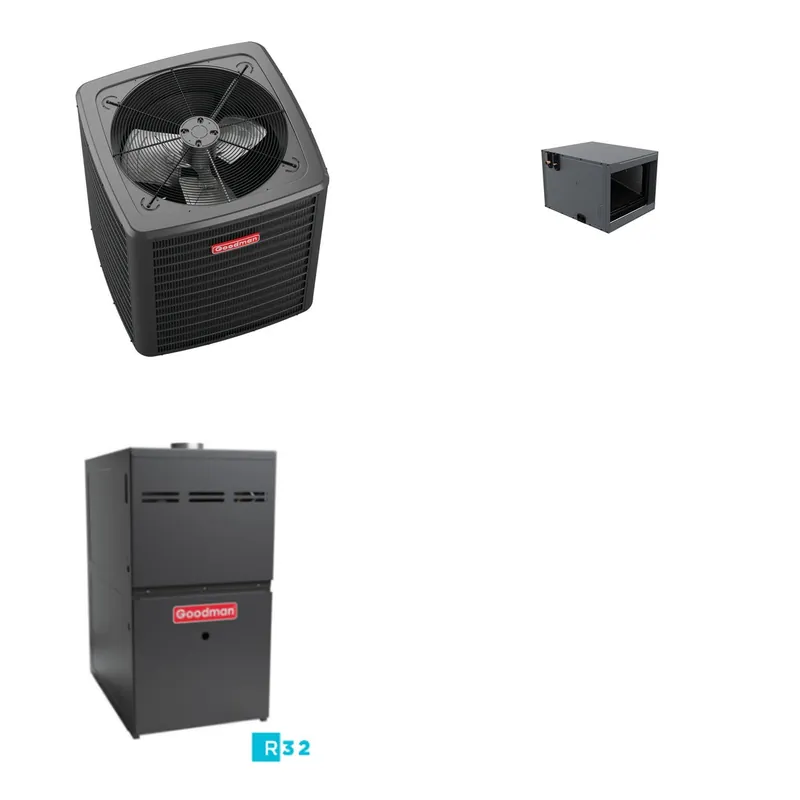 GOODMAN GLXS4BA3610+CHPTA3630C3+GR9S801005CN - 3 Ton Ducted Air Conditioner & Gas Furnace System - R-32