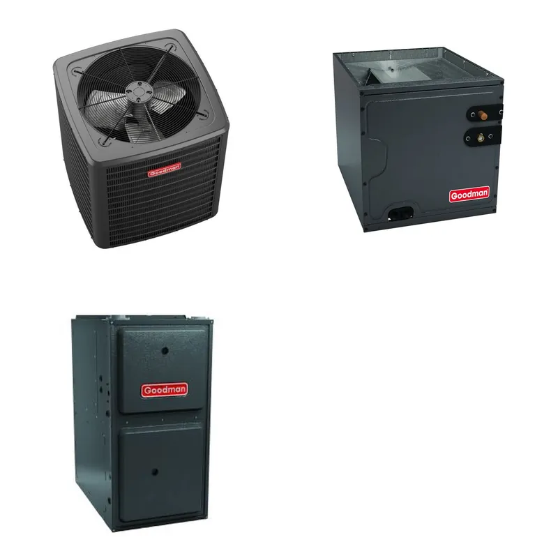 GOODMAN GLXS5BA2410+CAUTA2422B3+GR9S960403BU - 2 Ton Ducted Air Conditioner & Gas Furnace System - R-32