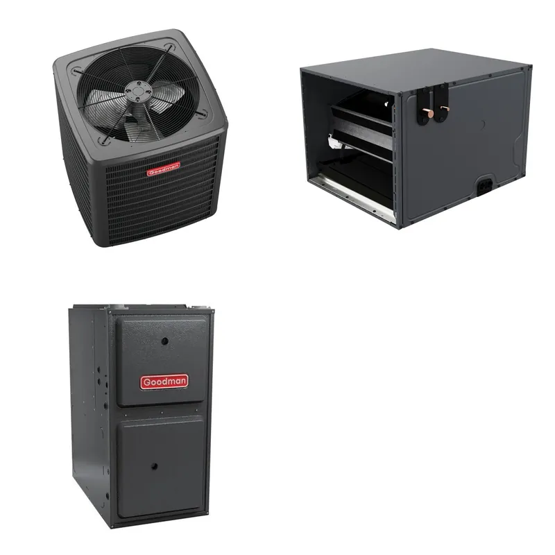 GOODMAN GLXS4BA3610+CHPTA4230C3+GR9S800803BN - 3 Ton Ducted Air Conditioner & Gas Furnace System - R-32
