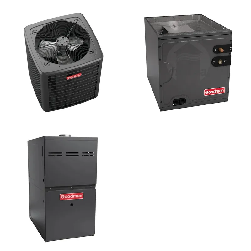 GOODMAN GLXS4BA2410+CAPTA3022C3+GR9S960403AN - 2 Ton Ducted Air Conditioner & Gas Furnace System - R-32