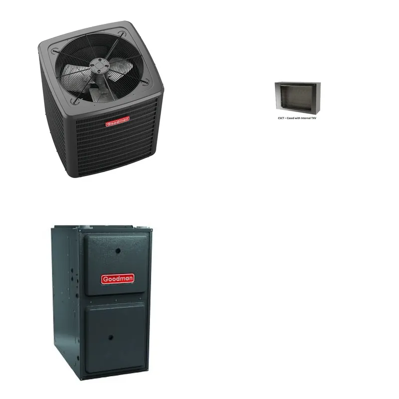 GOODMAN GLXS4BA1810+CSCT3012M3+GR9S960403BU - 1.5 Ton Ducted Air Conditioner & Gas Furnace System - R-32