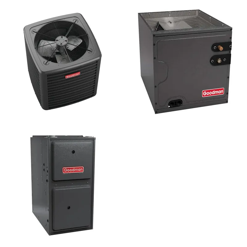 GOODMAN GLXS4BA1810+CAPTA2422C3+GR9S800803BN - 1.5 Ton Ducted Air Conditioner & Gas Furnace System - R-32