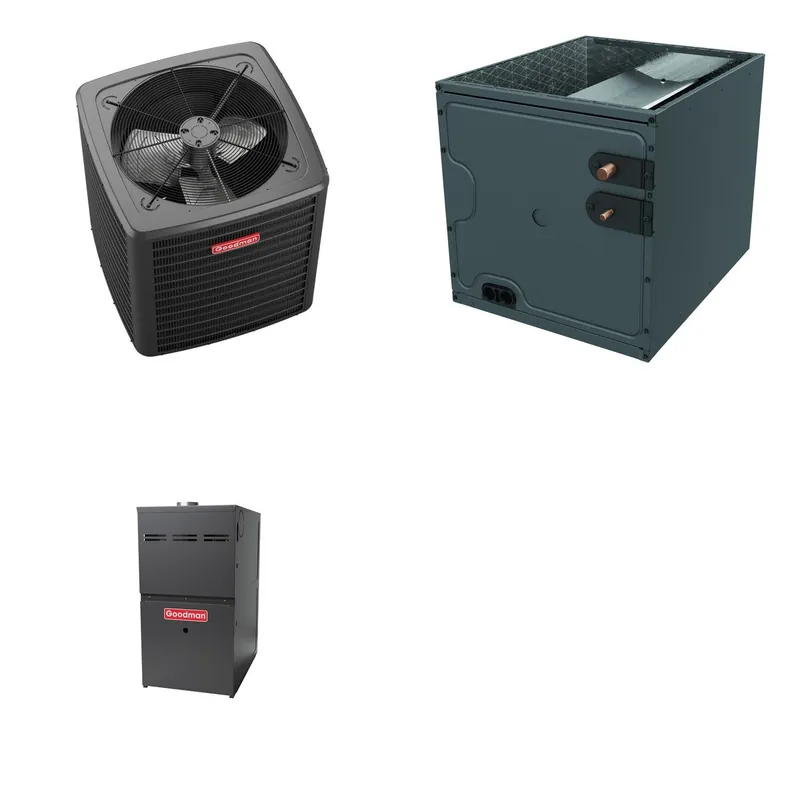 GOODMAN GLXS5BA6010+CAPTA6030C3+GR9S800805CN - 5 Ton Ducted Air Conditioner & Gas Furnace System - R-32