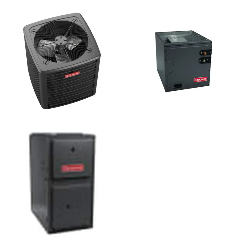 GOODMAN GLXS5BA3610+CAUTA3626B3+GR9S960804CN - 3 Ton Ducted Air Conditioner & Gas Furnace System - R-32