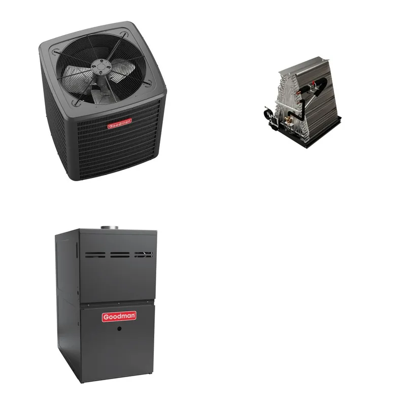 GOODMAN GLXS5BA4210+CAUTA6030D3+GR9S800804CN - 3.5 Ton Ducted Air Conditioner & Gas Furnace System - R-32