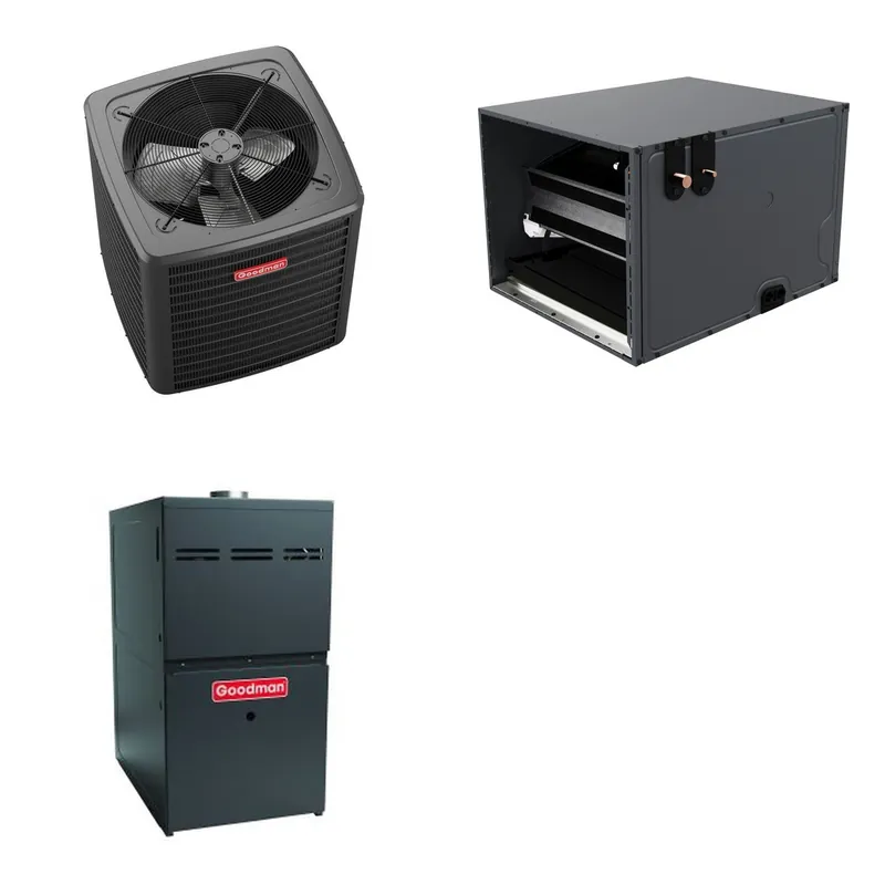 GOODMAN GLXS5BA4210+CHPTA4830C3+GR9S960805CU - 3.5 Ton Ducted Air Conditioner & Gas Furnace System - R-32