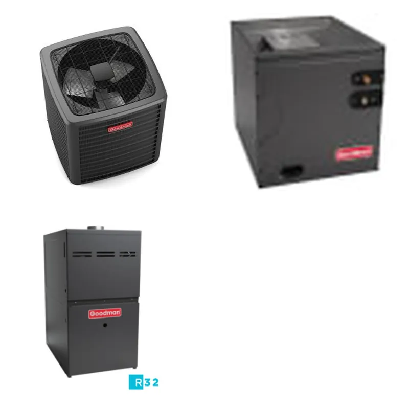 GOODMAN GLXS5BA4810+CAPTA6030D3+GR9S801005CN - 4 Ton Ducted Air Conditioner & Gas Furnace System - R-32