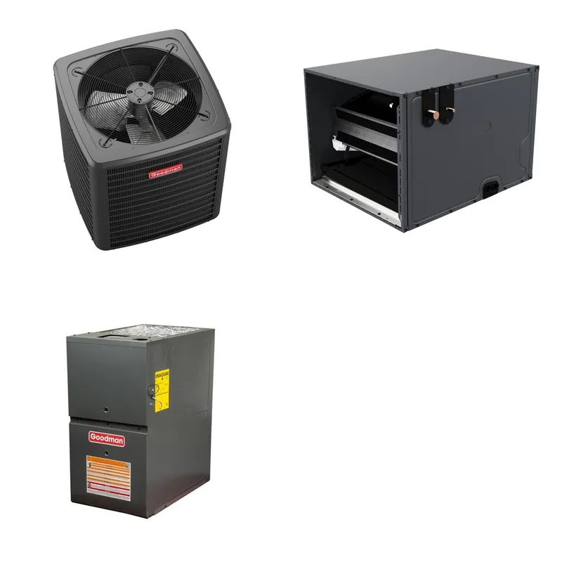 GOODMAN GLXS5BA4210+CHPTA6030D3+GR9S801205DN - 3.5 Ton Ducted Air Conditioner & Gas Furnace System - R-32