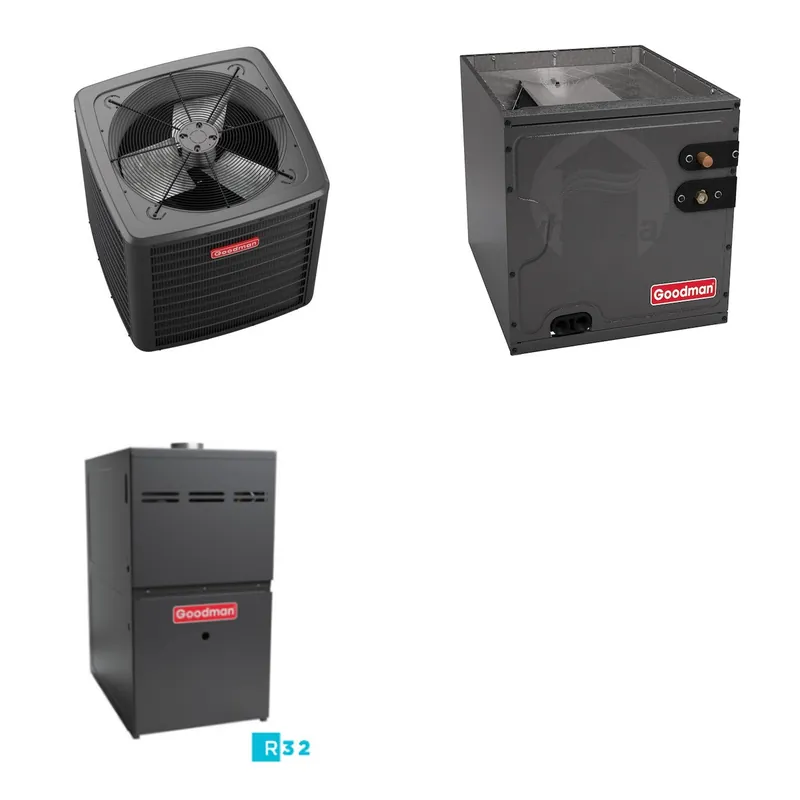 GOODMAN GLZS5BA4210+CAPTA4230D3+GR9S801005CN - 42K BTU Ducted Heat Pump System - R-32