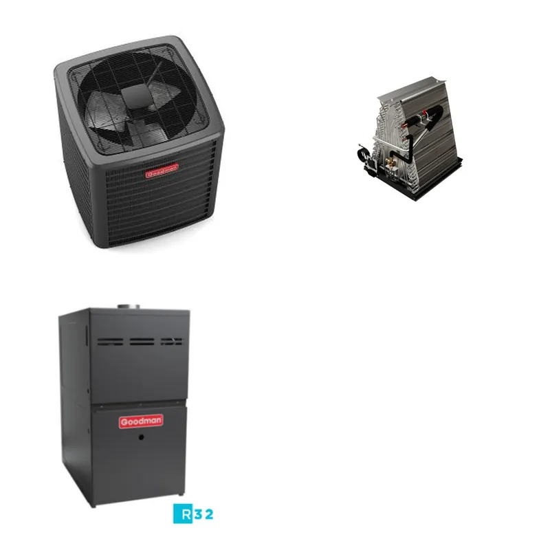 GOODMAN GLXS5BA4810+CAUTA6030D3+GR9S801005CN - 4 Ton Ducted Air Conditioner & Gas Furnace System - R-32