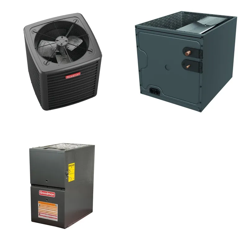 GOODMAN GLXS4BA2410+CAPTA3022B3+GR9S800603AN - 2 Ton Ducted Air Conditioner & Gas Furnace System - R-32