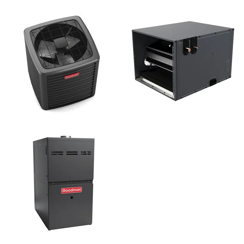 GOODMAN GLXS5BA4810+CHPTA6030D3+GR9S921004CN - 4 Ton Ducted Air Conditioner & Gas Furnace System - R-32