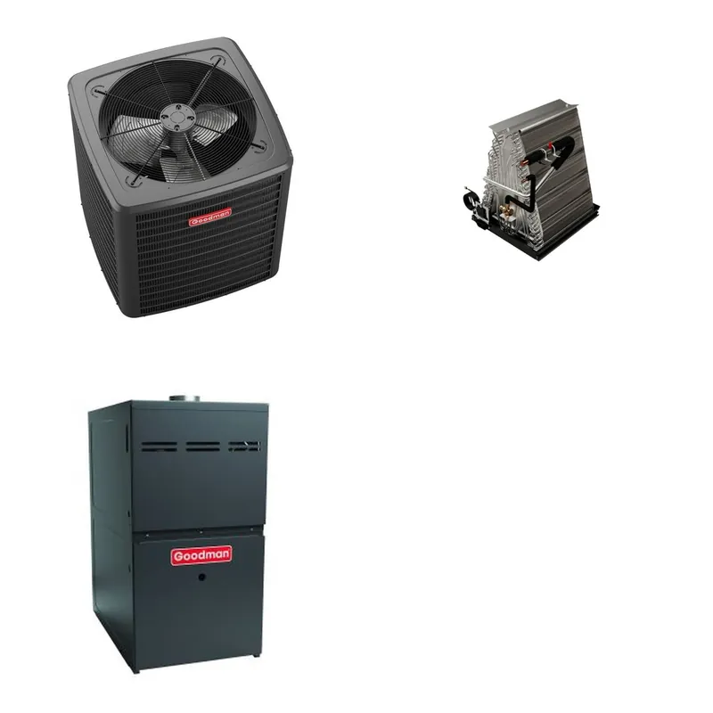 GOODMAN GLXS5BA3010+CAUTA3026B3+GR9S960805CU - 2.5 Ton Ducted Air Conditioner & Gas Furnace System - R-32