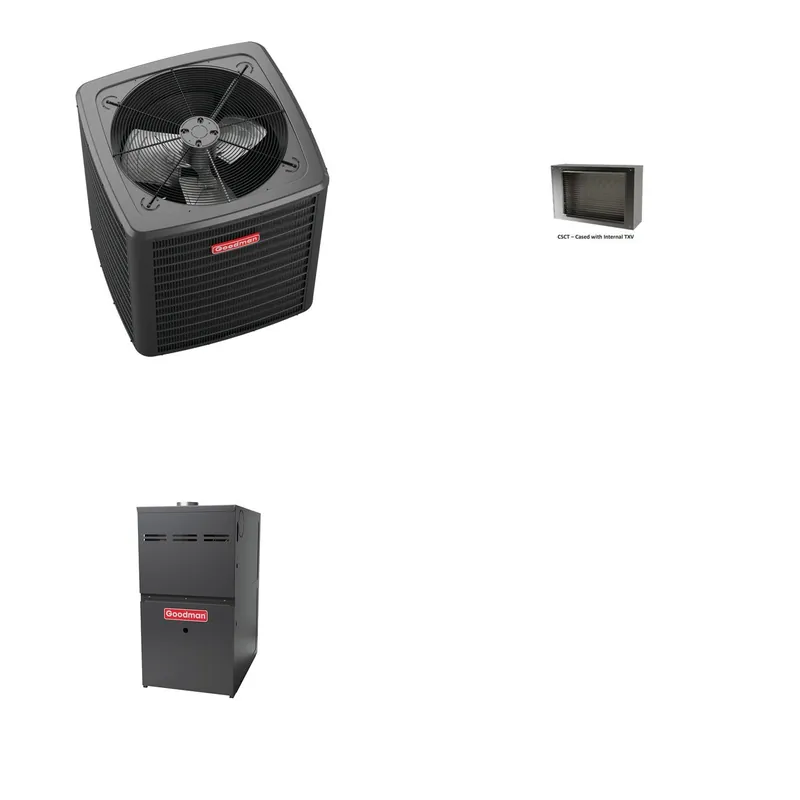 GOODMAN GLXS4BA1810+CSCT3012M3+GR9S800603BN - 1.5 Ton Ducted Air Conditioner & Gas Furnace System - R-32