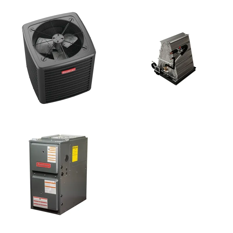 GOODMAN GLXS4BA1810+CAUTA1818B3+GR9S960803BN - 1.5 Ton Ducted Air Conditioner & Gas Furnace System - R-32