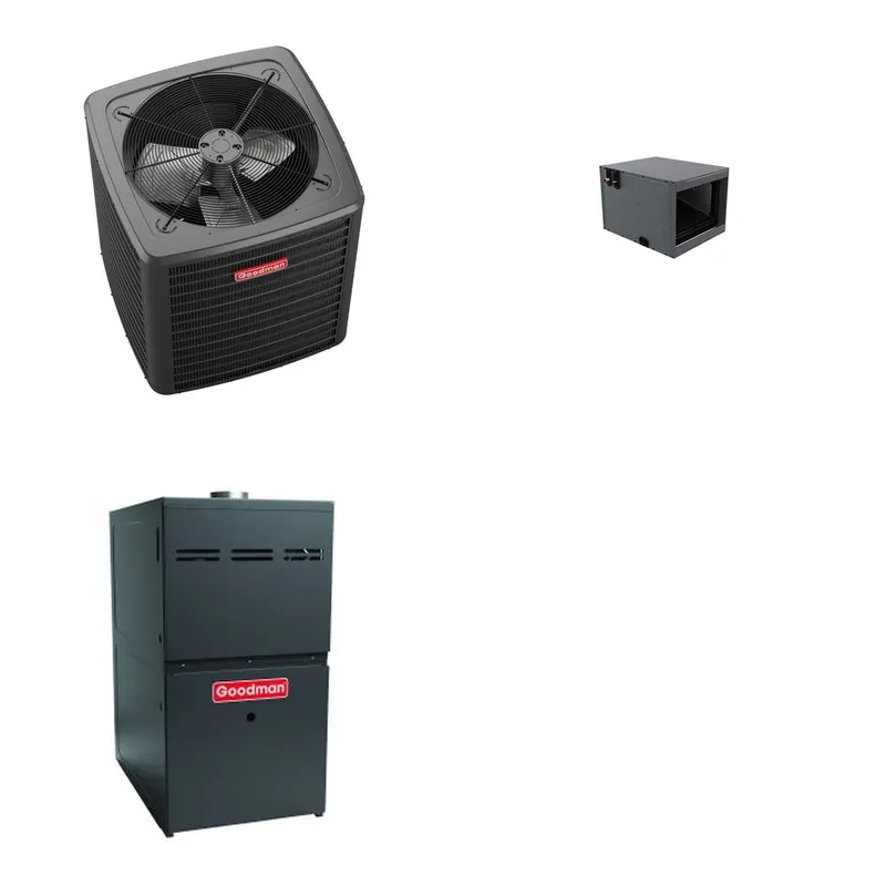 GOODMAN GLXS5BA3010+CHPTA3026C3+GR9S960805CU - 2.5 Ton Ducted Air Conditioner & Gas Furnace System - R-32