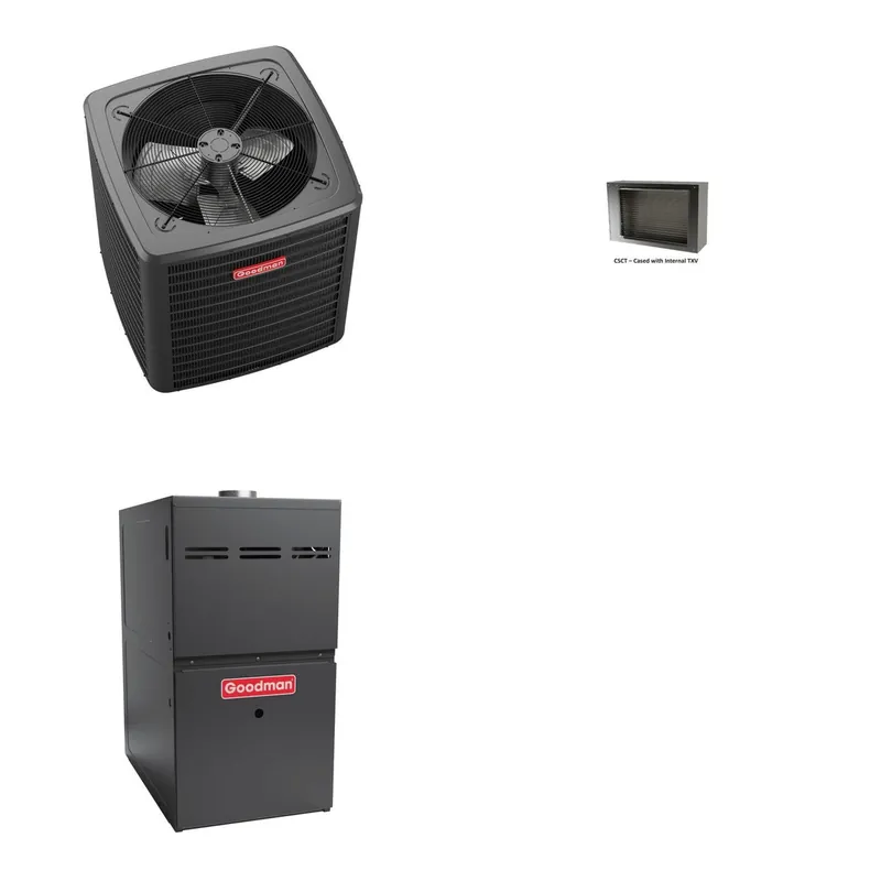 GOODMAN GLXS5BA3010+CSCT3012M3+GR9S960805CN - 2.5 Ton Ducted Air Conditioner & Gas Furnace System - R-32