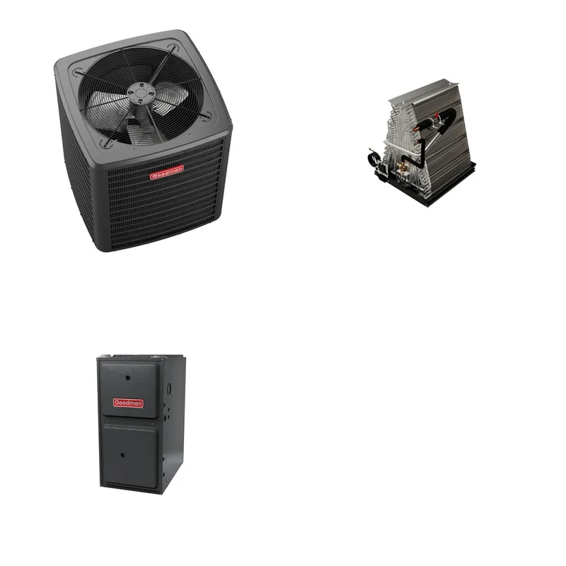 GOODMAN GLXS5BA3010+CAUTA3026B3+GR9S920805CN - 2.5 Ton Ducted Air Conditioner & Gas Furnace System - R-32
