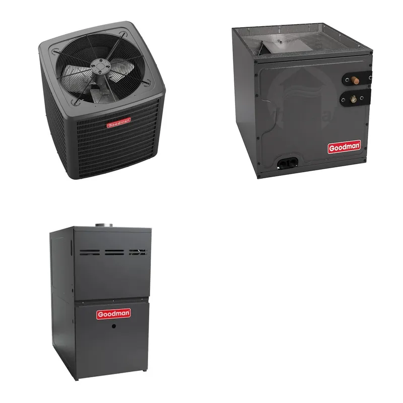 GOODMAN GLXS5BA3610+CAPTA4230D3+GR9S800805CU - 3 Ton Ducted Air Conditioner & Gas Furnace System - R-32