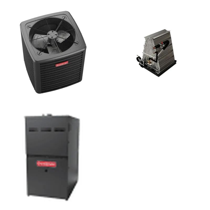 GOODMAN GLXS5BA3010+CAUTA3026C3+GR9S800804BN - 2.5 Ton Ducted Air Conditioner & Gas Furnace System - R-32
