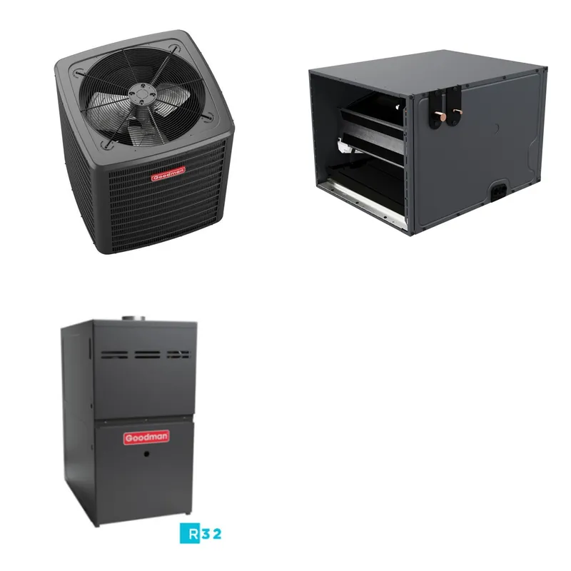 GOODMAN GLXS5BA3610+CHPTA4230C3+GR9S801005CN - 3 Ton Ducted Air Conditioner & Gas Furnace System - R-32