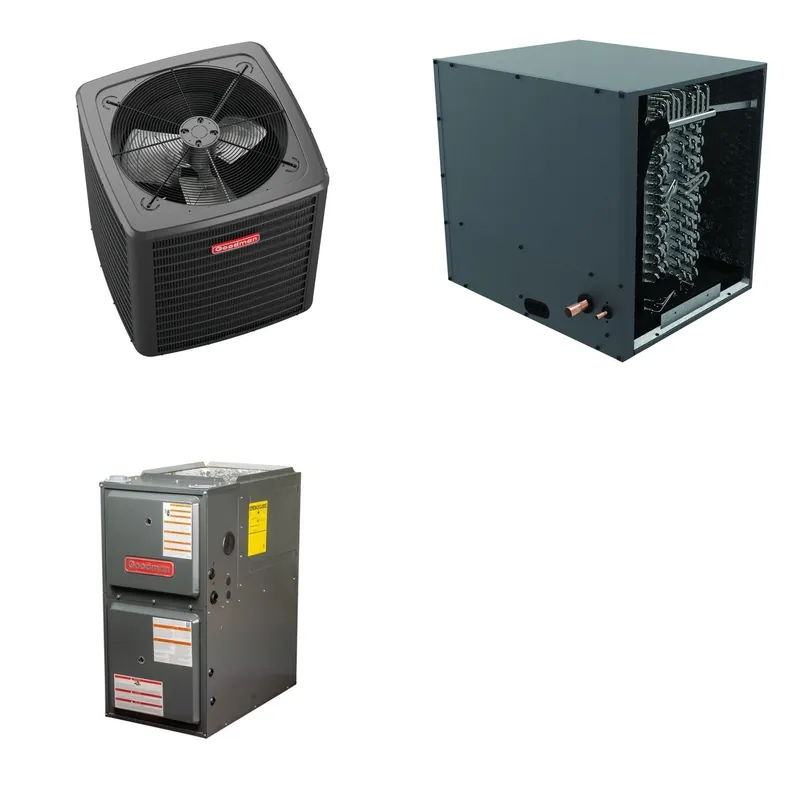 GOODMAN GLXS4BA1810+CHPTA2426B3+GR9S960803BN - 1.5 Ton Ducted Air Conditioner & Gas Furnace System - R-32