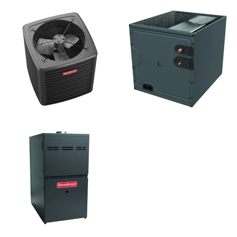 GOODMAN GLXS5BA6010+CAPTA6030C3+GR9S960805CU - 5 Ton Ducted Air Conditioner & Gas Furnace System - R-32