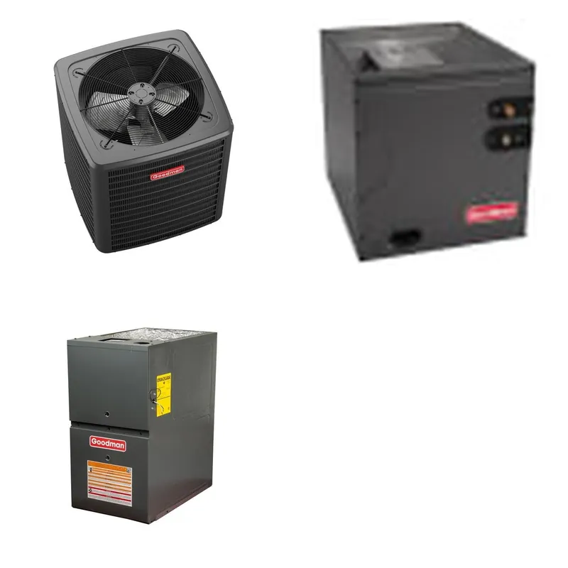 GOODMAN GLXS5BA6010+CAPTA6030D3+GR9S801205DN - 5 Ton Ducted Air Conditioner & Gas Furnace System - R-32